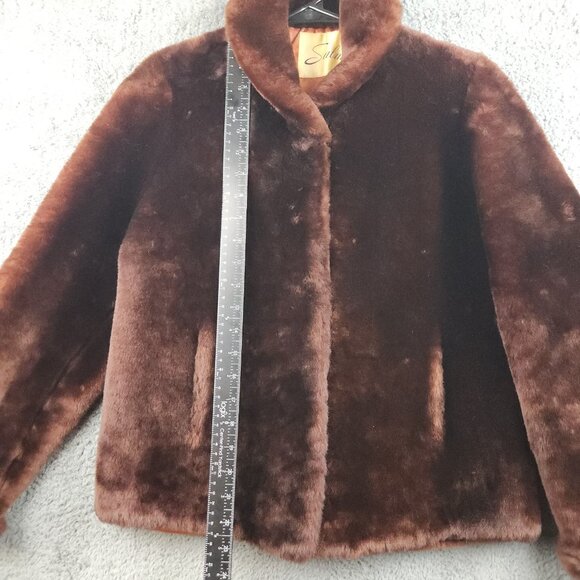 Vintage 60's Faux Fur Coat Women's Burgundy Red SM/Med Lined Mouton Beautiful - Picture 6 of 10